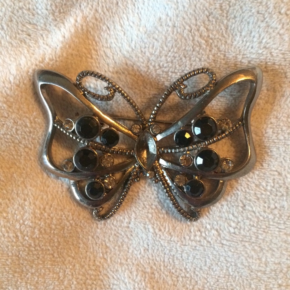 🦋Black and Diamond Rhinestone Butterfly Brooch🦋